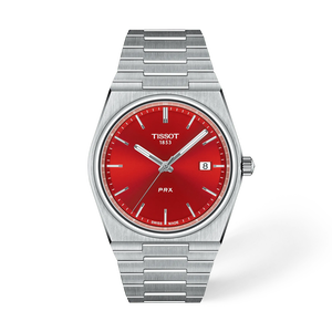 Front view of the watch Tissot PRX 40mm with shadow