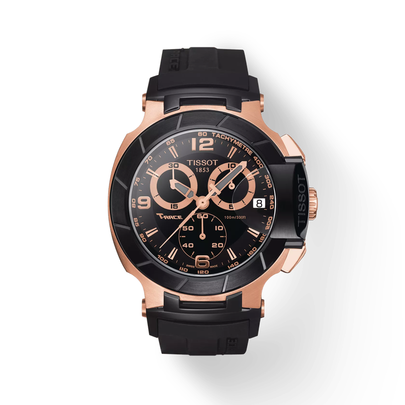 Front view of the watch Tissot T-Race Chronograph with shadow