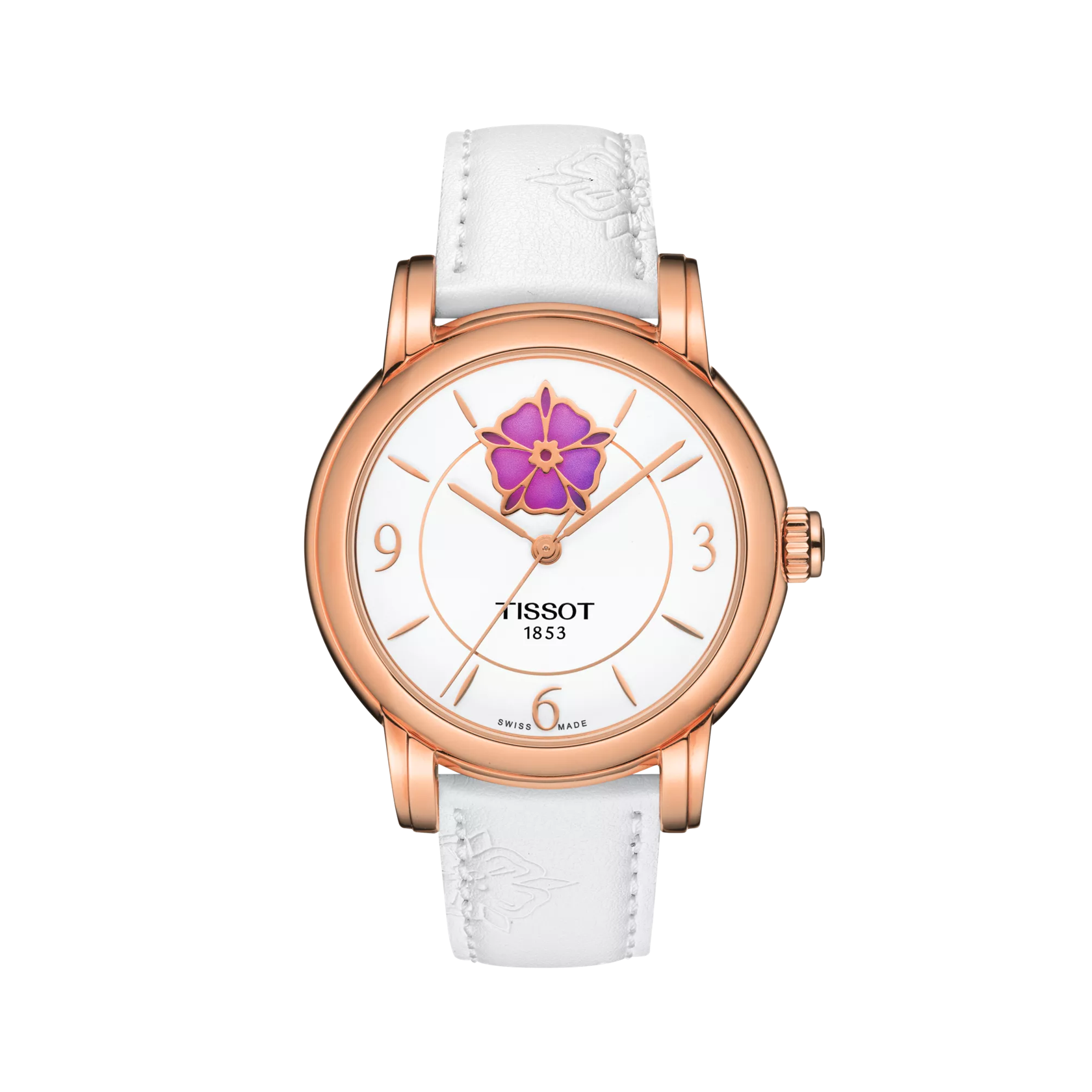 Front view of the watch Tissot Lady Heart Flower Powermatic 80