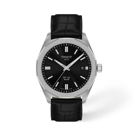 Front view of the watch Tissot PRC 100 Solar 39mm with shadow