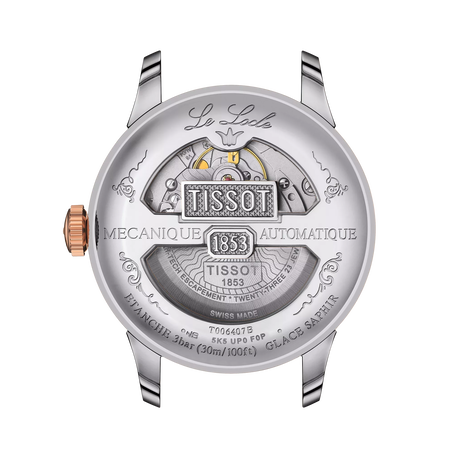 มุมมองด้านหลังของตัวเรือนนาฬิกา Tissot Le Locle Powermatic 80