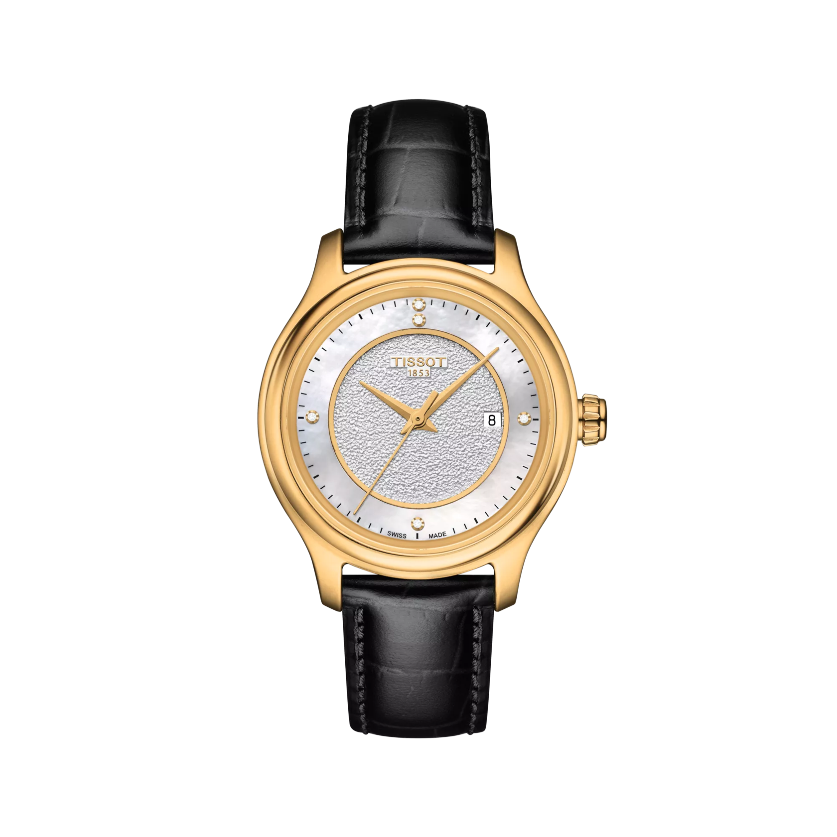 Vista frontal del reloj Tissot Fascination Lady 18K Gold