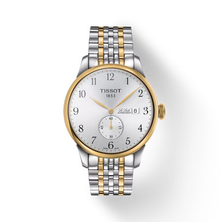 Vue de face de la montre Tissot Le Locle Automatique Petite Seconde avec ombre