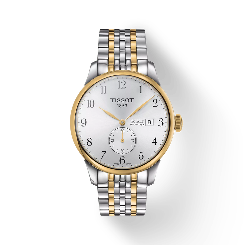 Front view of the watch Tissot Le Locle Automatique Petite Seconde with shadow