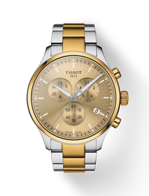 Vue de face de la montre Tissot Chrono XL Classic avec ombre