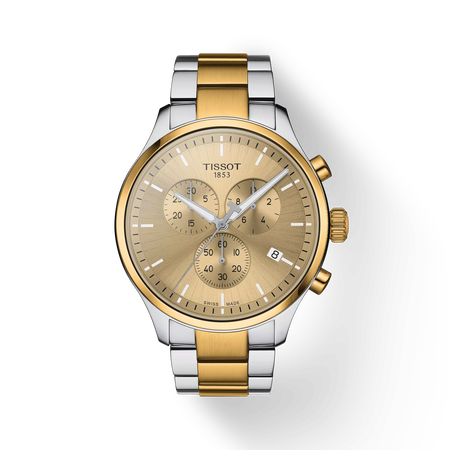 Front view of the watch Tissot Chrono XL Classic with shadow