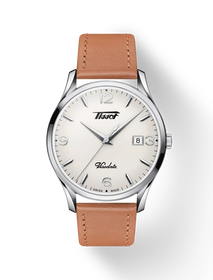 Front view of the watch Tissot Heritage Visodate with shadow