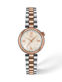 Vista frontal del reloj Tissot Desir 28mm con sombra