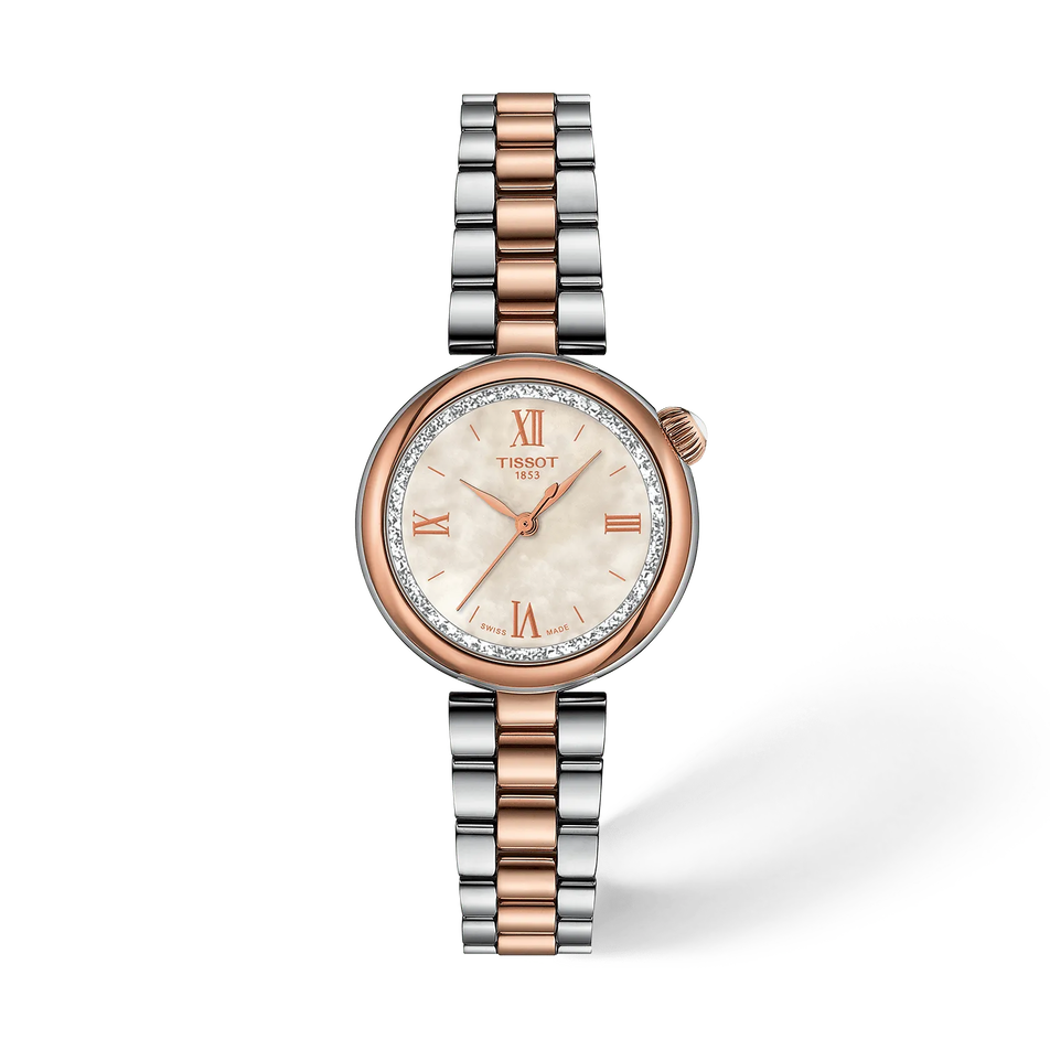 Vorderansicht der Uhr Tissot Desir 28mm mit Schatten