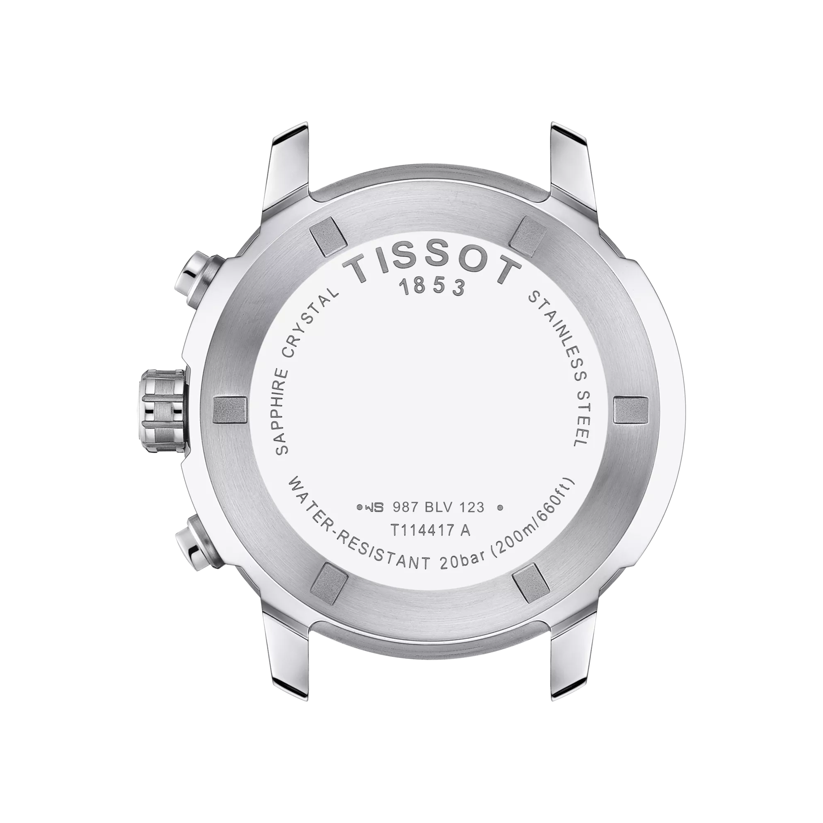 Back view of the watch case Tissot PRC 200 Chronograph