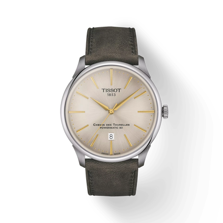 Front view of the watch 天梭杜魯爾系列42mm with shadow