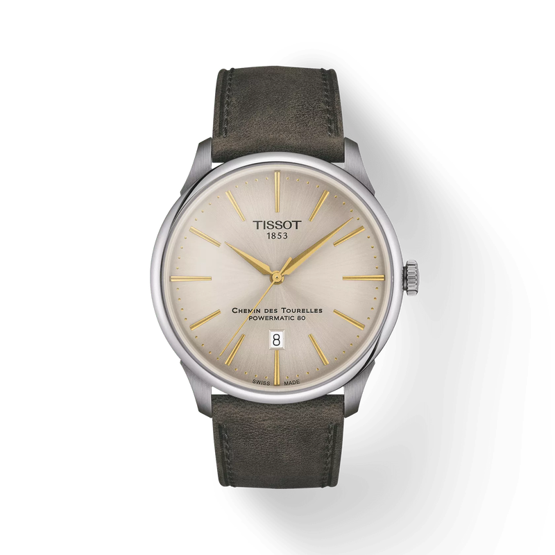 Front view of the watch 天梭杜魯爾系列42mm with shadow