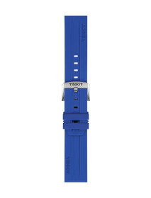 Front view of Tissot Official Blue Silicone Strap Lugs 22 mm