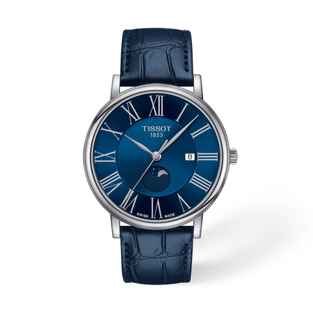 Front view of the watch Tissot Carson Premium 40mm with shadow