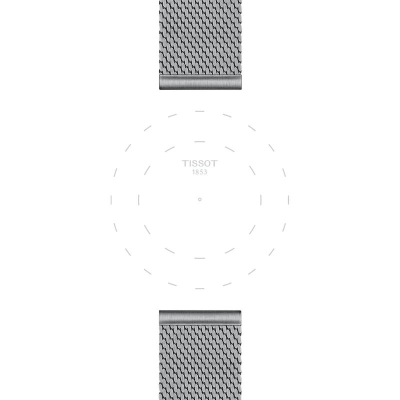 Focus on the lugs of Bracelet Officiel Tissot Acier Maille Milanaise Entre-cornes 22 mm