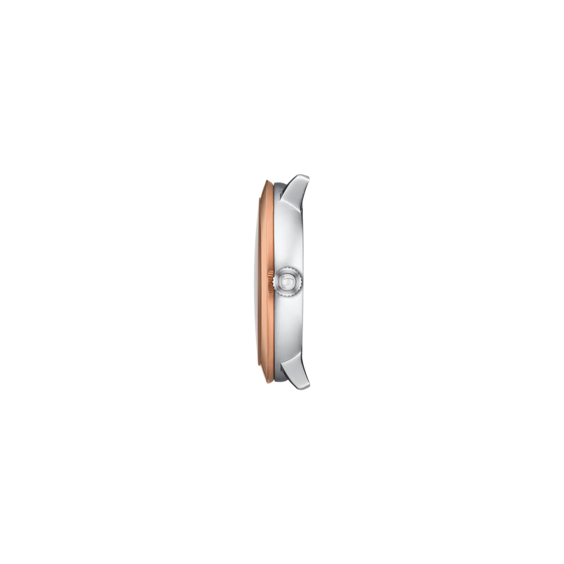 Profile view of the watch case Tissot Glendora Gold