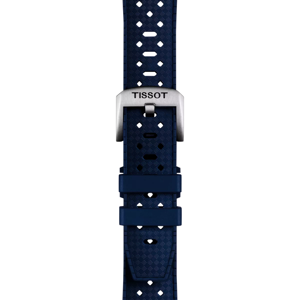 Zoom sur Bracelet Officiel Tissot Caoutchouc Bleu Entre-cornes 20 mm