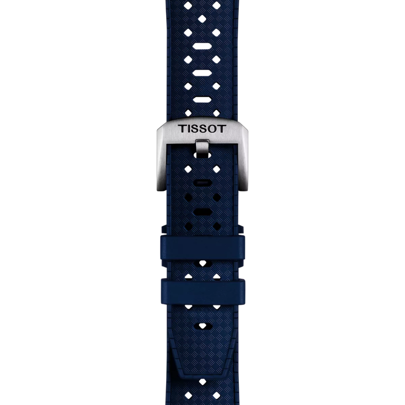 Zoom sur Bracelet Officiel Tissot Caoutchouc Bleu Entre-cornes 20 mm