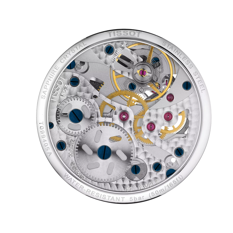 Back view of the watch case Tissot Chemin des Tourelles Squelette Mechanical