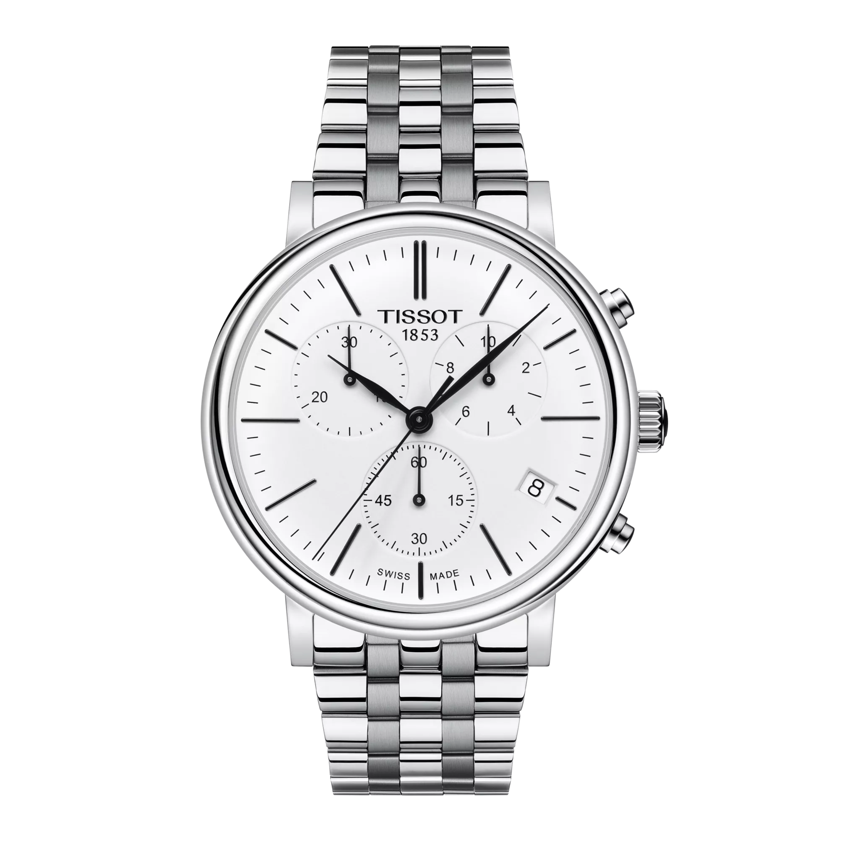 Front view of the watch Tissot Carson Premium Chronograph