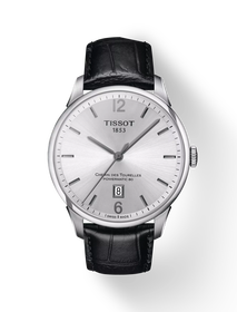 Front view of the watch Tissot Chemin des Tourelles Powermatic 80 with shadow