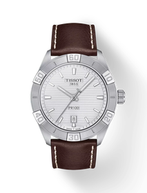 Front view of the watch Tissot PR 100 Sport Gent with shadow