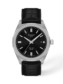 Front view of the watch Tissot PRC 100 Solar 39mm with shadow