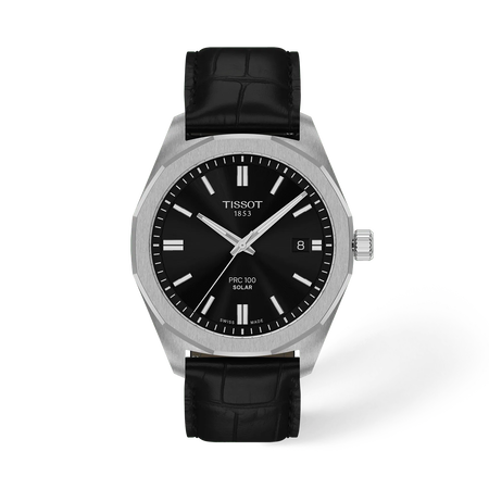 Front view of the watch Tissot PRC 100 Solar 39mm with shadow