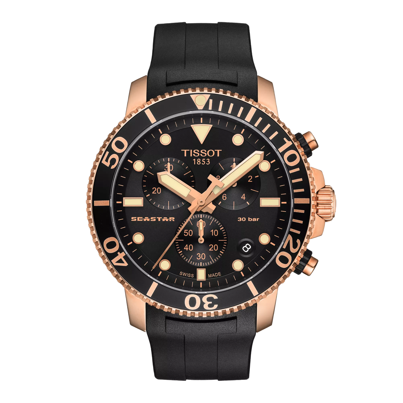 Front view of the watch Tissot Seastar 1000 45.5mm