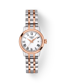 Front view of the watch Tissot Classic Dream 28mm with shadow