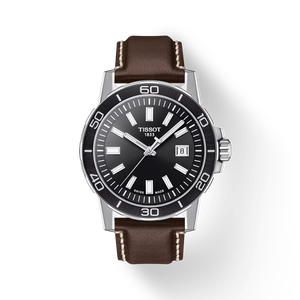 มุมมองด้านหน้าของนาฬิกา Tissot Supersport Gent พร้อมเงา