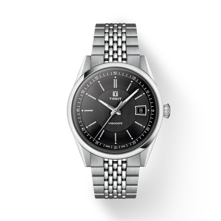 Front view of the watch Tissot Visodate 39mm with shadow