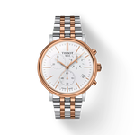 Front view of the watch Tissot Carson Premium Chronograph with shadow