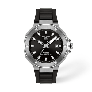 Vue de face de la montre Tissot T-Race 41mm avec ombre
