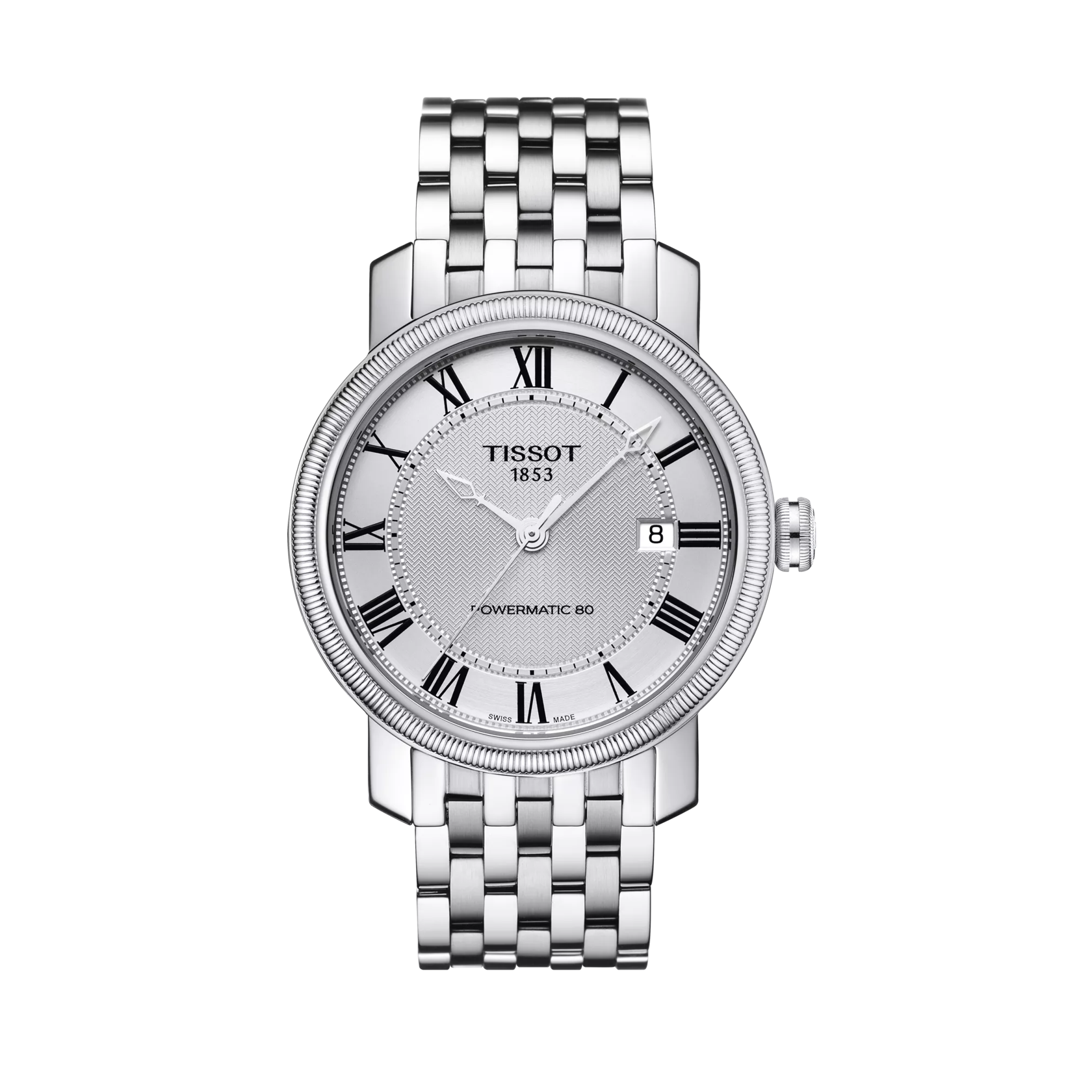 Front view of the watch Tissot Bridgeport Powermatic 80