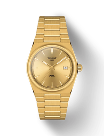 Front view of the watch Tissot PRX 35mm with shadow
