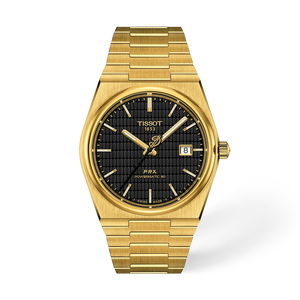 Front view of the watch Tissot PRX Damian Lillard Special Edition 40mm with shadow