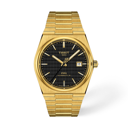 Front view of the watch Tissot PRX Damian Lillard Special Edition 40mm with shadow