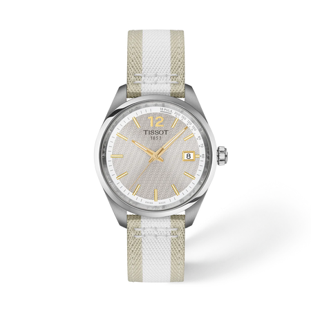 Front view of the watch Tissot PR 100 34mm with shadow