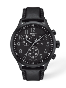 Front view of the watch Tissot Chrono XL Vintage 45mm with shadow