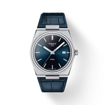 그림자가 있는 티쏘 PRX 시계의 전면 보기