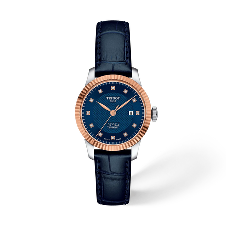 Front view of the watch Tissot le Locle Gold 29mm with shadow