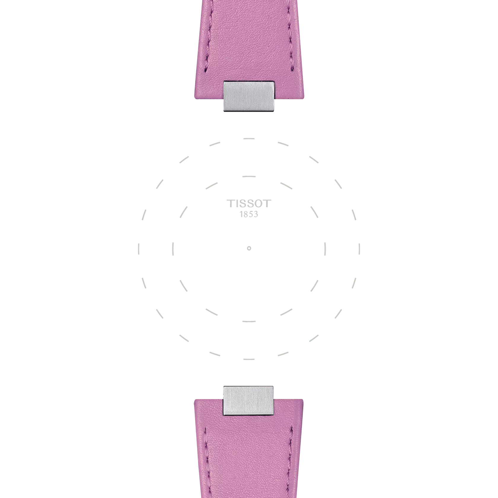Focus on the lugs of Tissot Official Pink PRX 35mm Leather Strap
