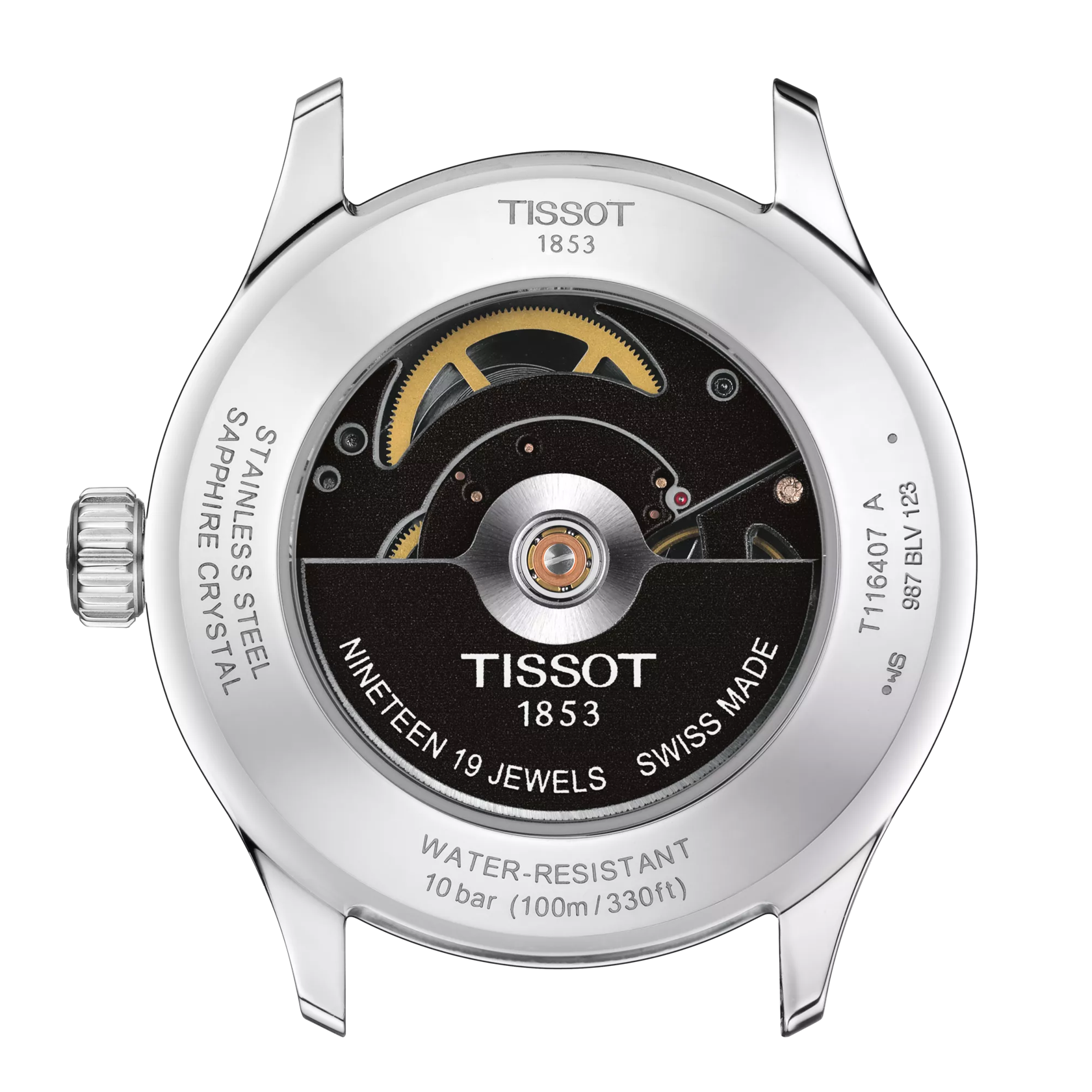 Back view of the watch case Tissot Gent XL Swissmatic