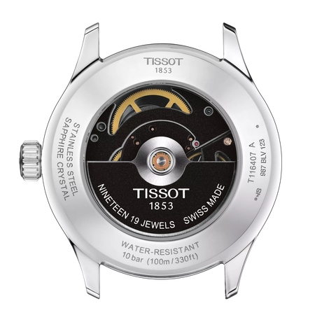 Back view of the watch case Tissot Gent XL Swissmatic