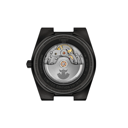 Back view of the watch case Tissot PRX UFO Robot Grendizer 50th Anniversary 40mm