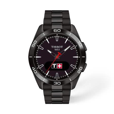 Front view of the watch Tissot T-Touch Connect Sport 43.75mm with shadow