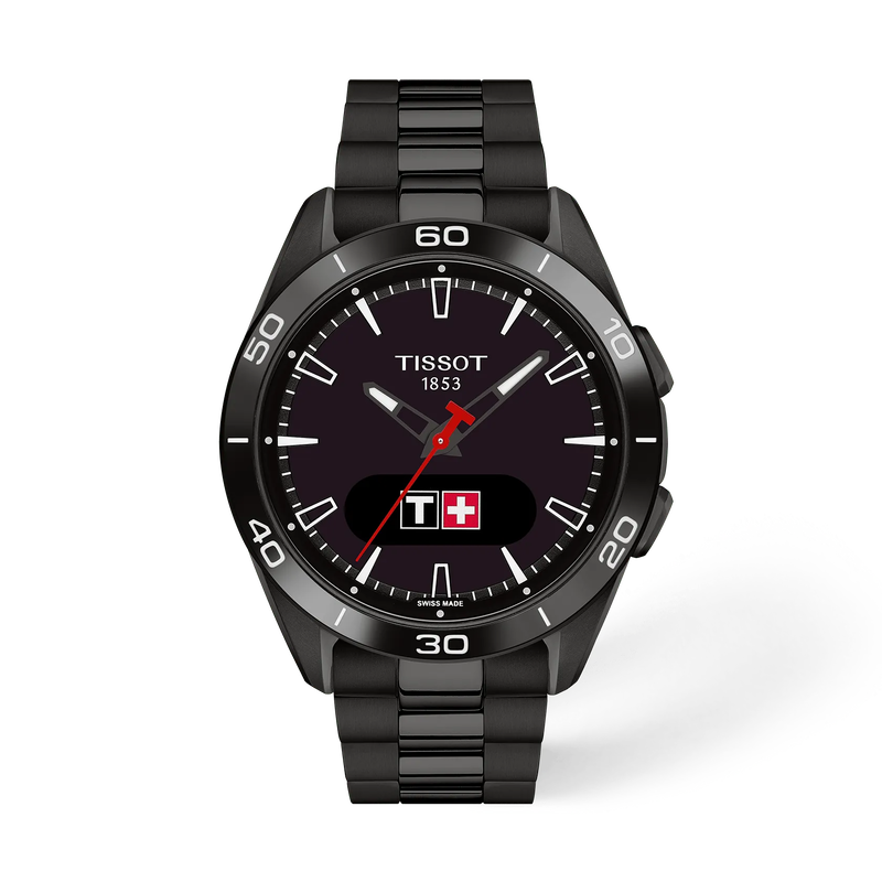 Front view of the watch Tissot T-Touch Connect Sport 43.75mm with shadow