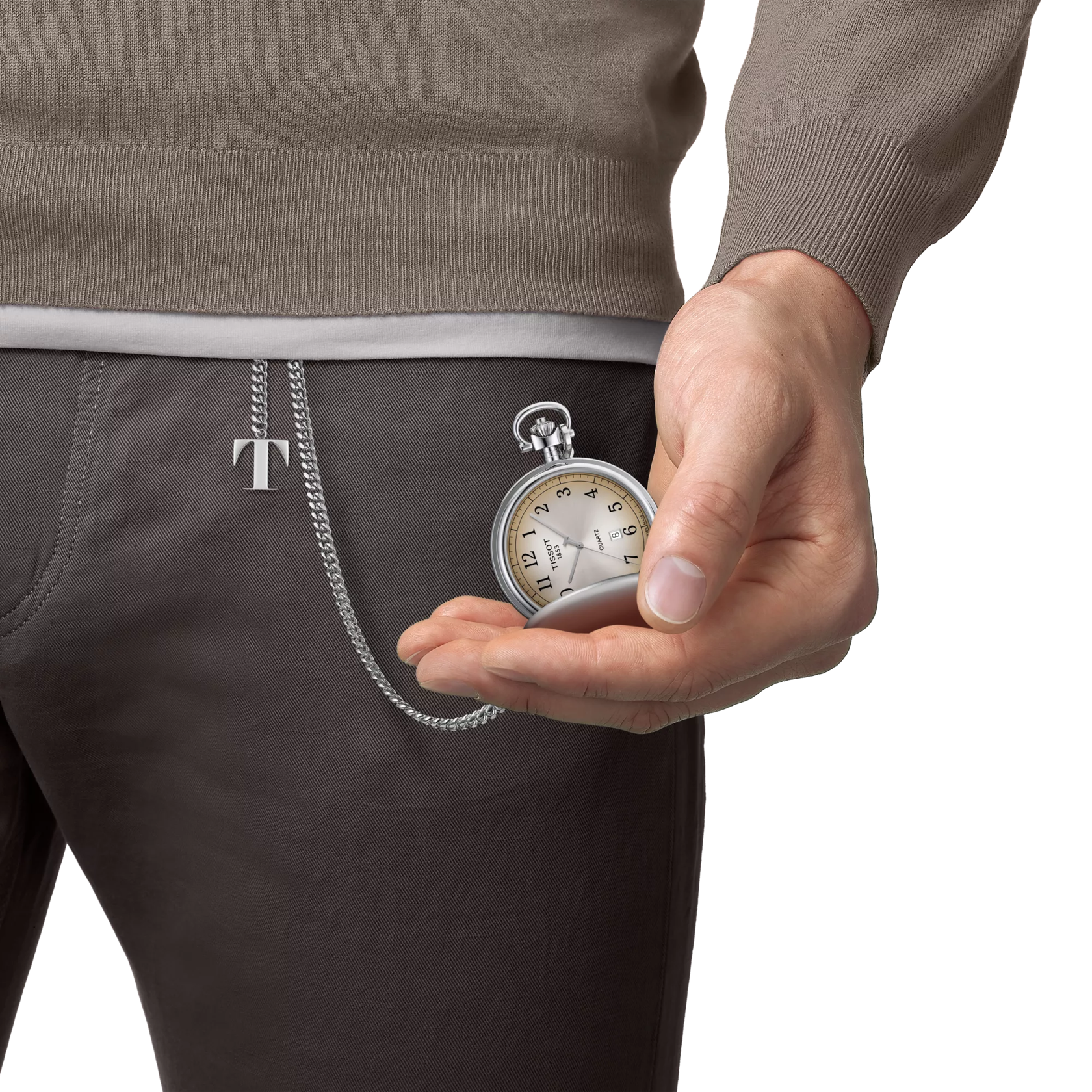 Simulation of the watch Tissot Savonnette 48.5mm on a wrist