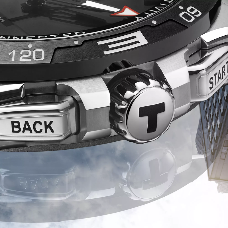 Tissot T-Touch Connect Solar 47.5mm watch on a colored background